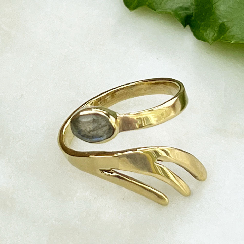 Fair trade labradorite brass ring