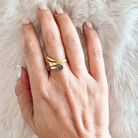 Fair trade labradorite brass ring