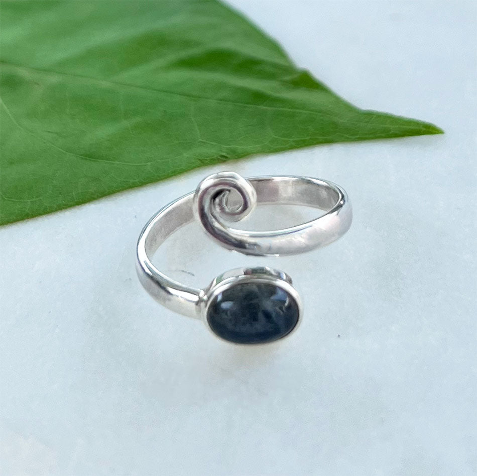 Fair trade labradorite adjustable sterling ring 