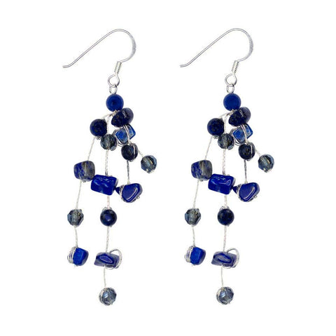 fair trade silk and stone earrings handmade by women in Thailand
