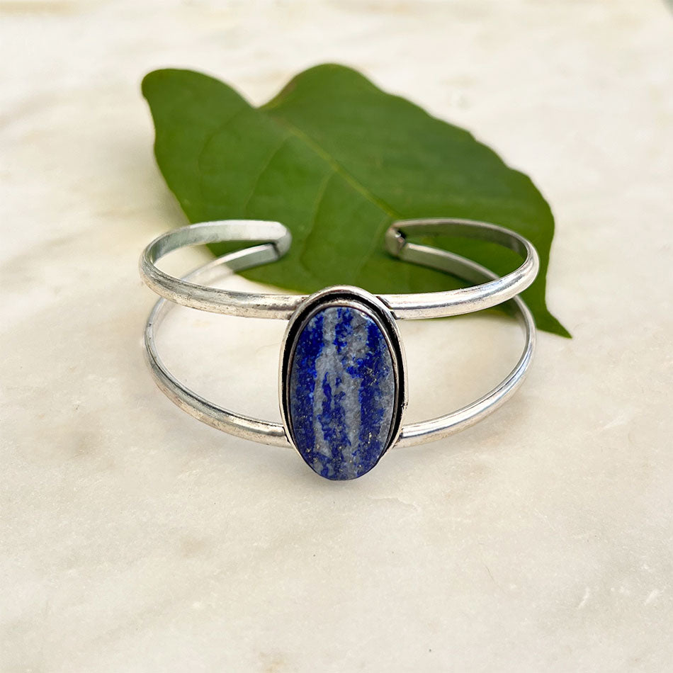 Fair trade lapis silver cuff bracelet