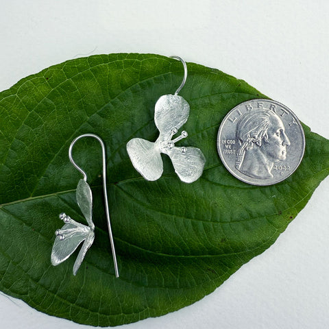 Fair trade sterling silver brushed flower earrings