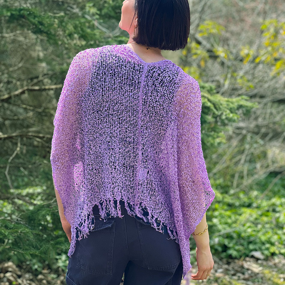 Woven Ribbon Poncho/Shrug - Bright Purple, Nepal