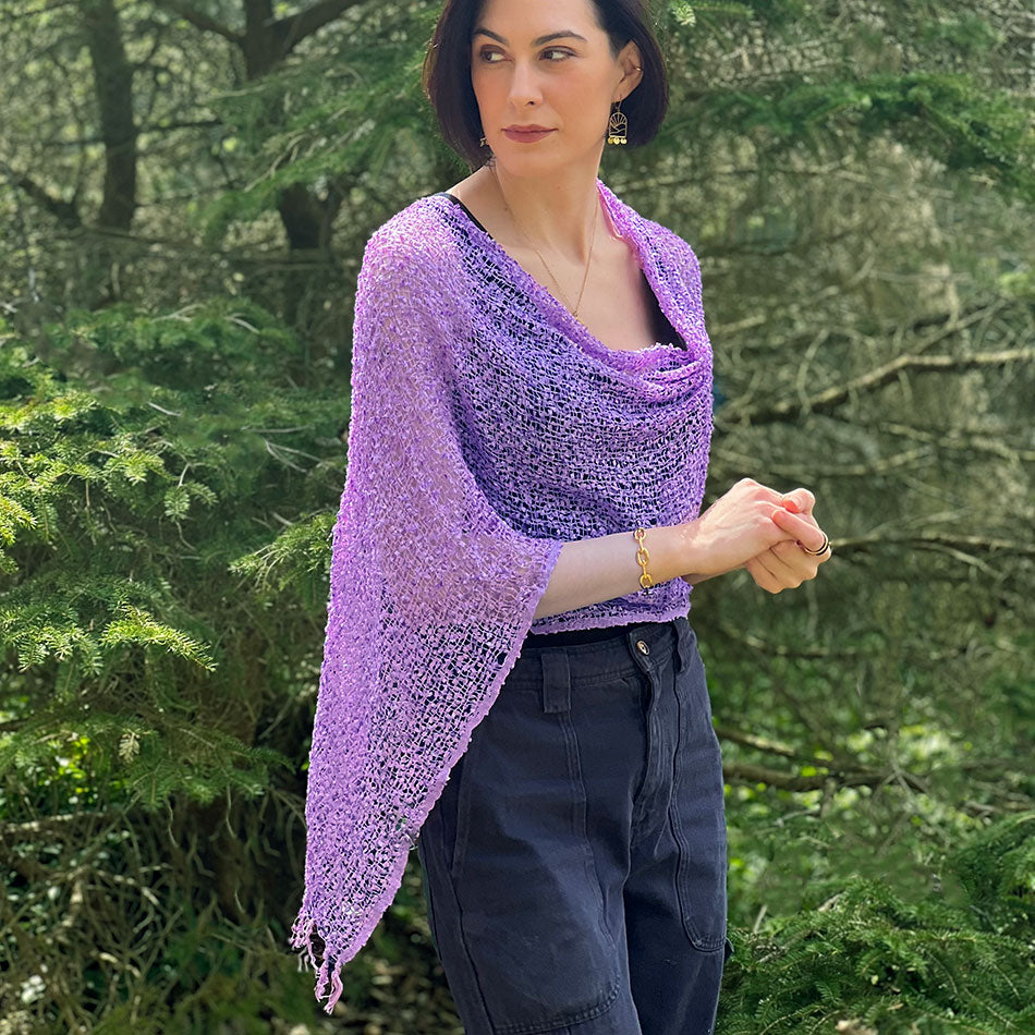 Fair trade shrug poncho handmade by artisan in Nepal