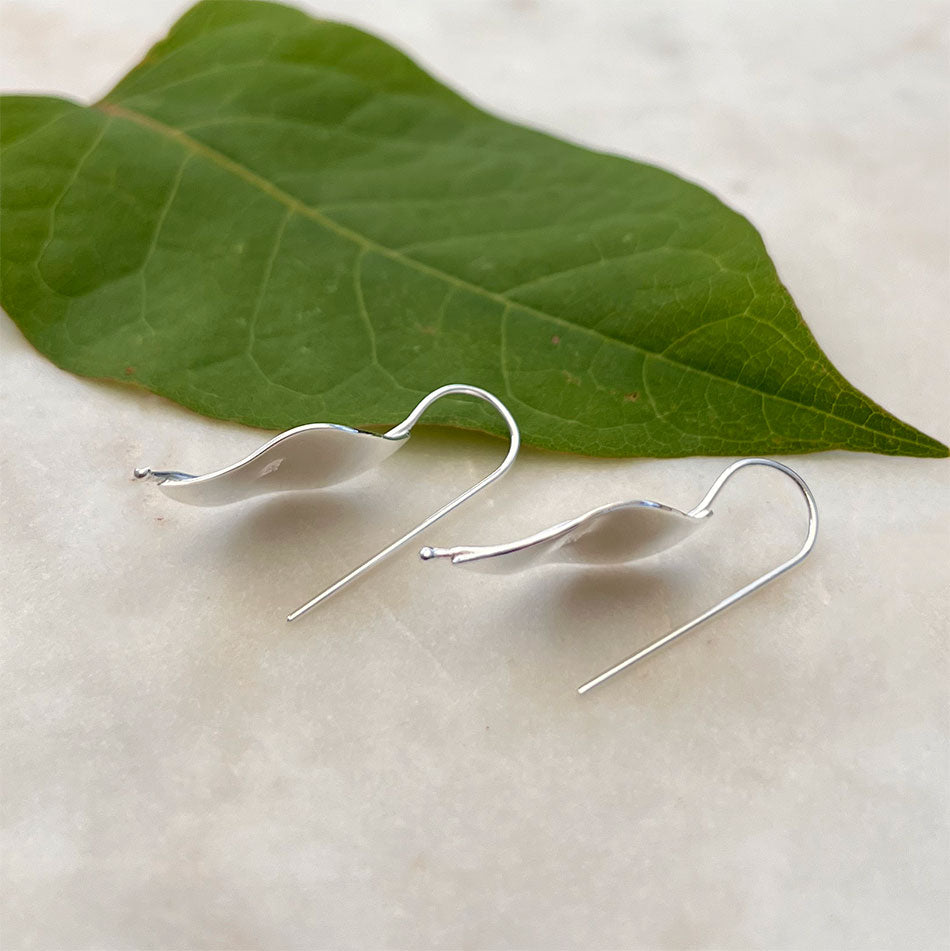Sterling silver leaf earrings fair trade
