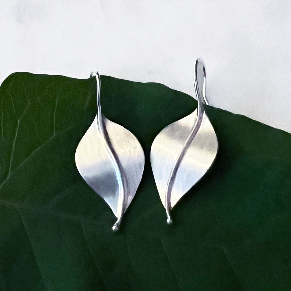 Fair trade sterling silver leaf earrings