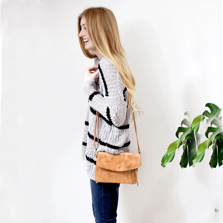 Fair trade leather bag clutch