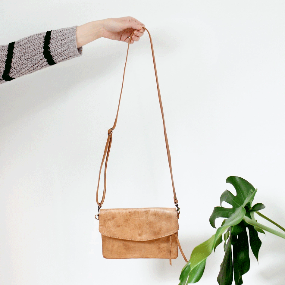 Fair trade leather bag clutch