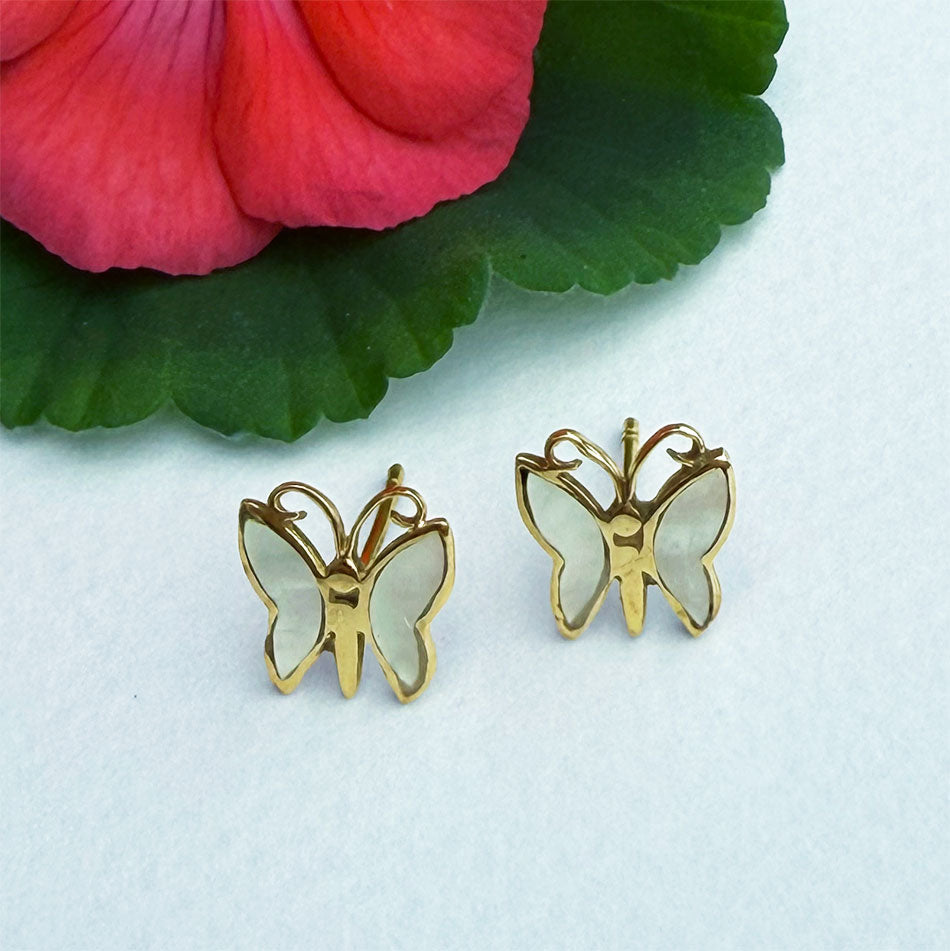 Fair trade mother of pearl butterfly studs