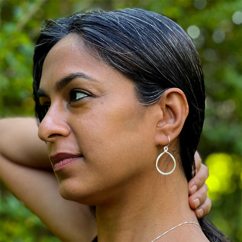 Ethically handmade sterling silver hoop earrings Bali