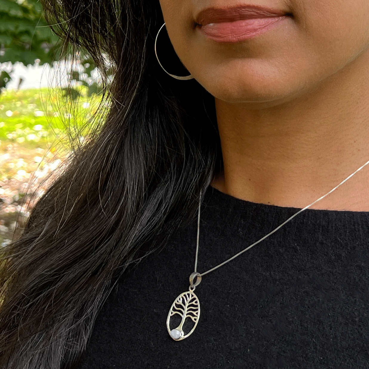 Rainbow Moonstone Tree Of Life Necklace Sterling Silver Indonesia