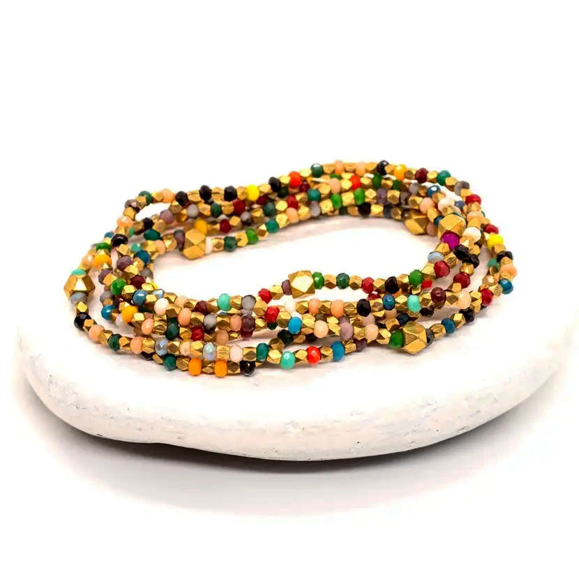 Fair trade gold and colorful bead bracelet