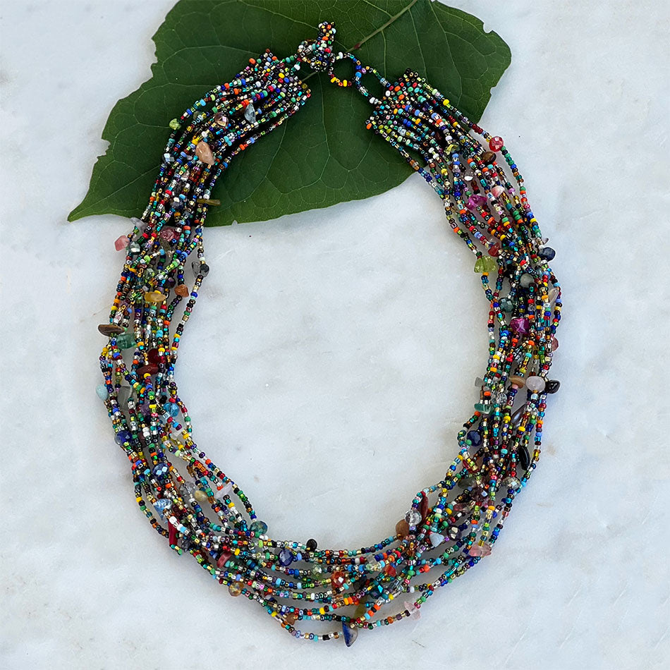 Fair trade beaded necklace handmade by artisans in Guatemala