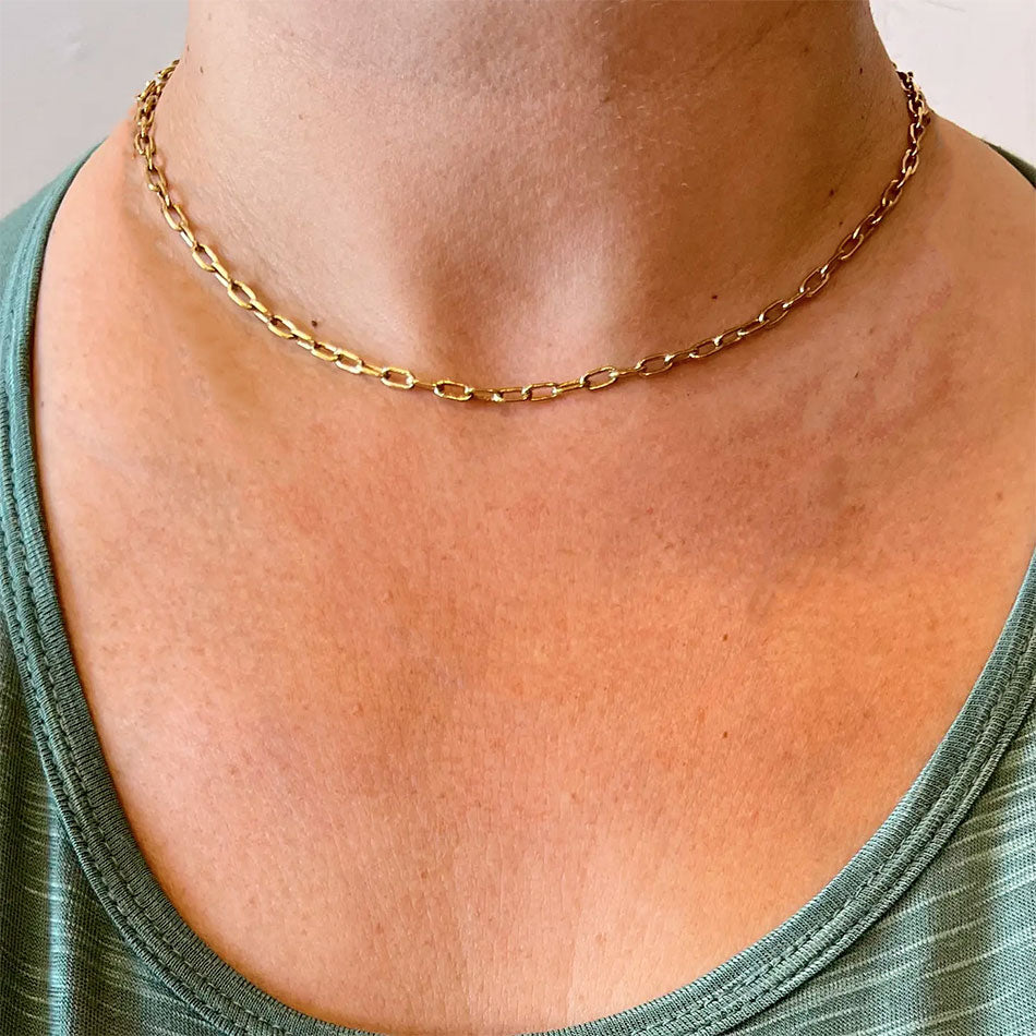 Paperclip Chain Necklace - Brass, India