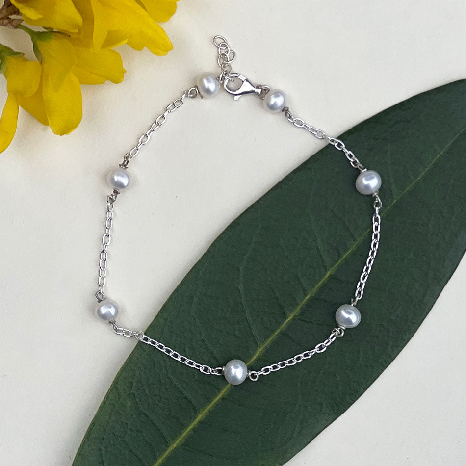 Fair trade sterling silver pearl bracelet