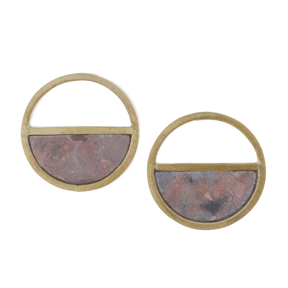 Marble brass studs handmade and fair trade