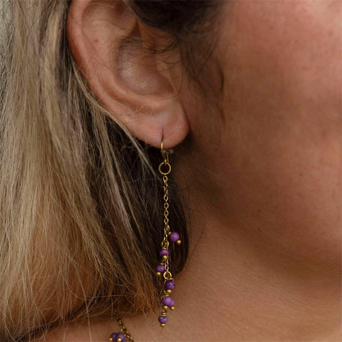 Fair trade chain bead earrings handmade by survivors of human trafficking.