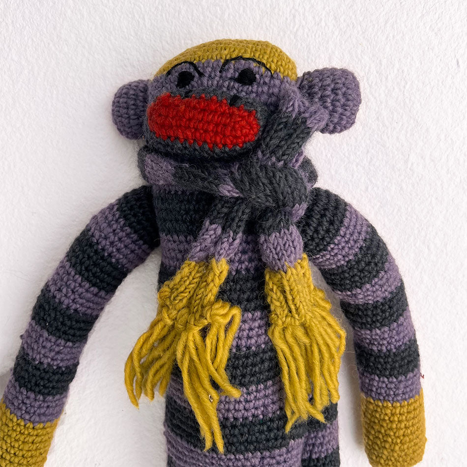 Hand-knit Soft Wool Large Monkey - Purple, Nepal