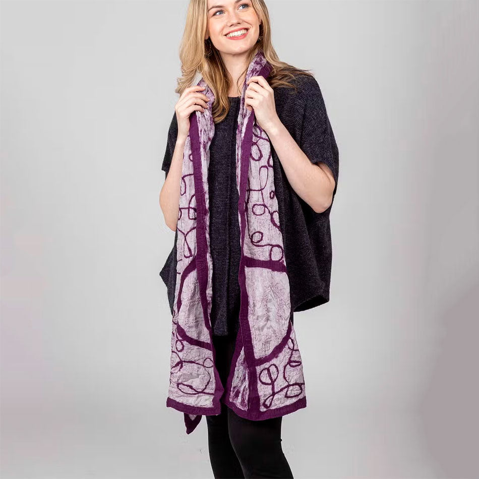 Fair trade felt silk scarf ethically handmade by artisans