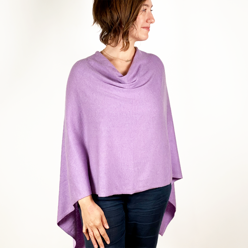 Light purple cashmere poncho