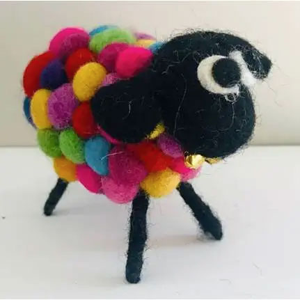 Fair trade felt sheep rainbow