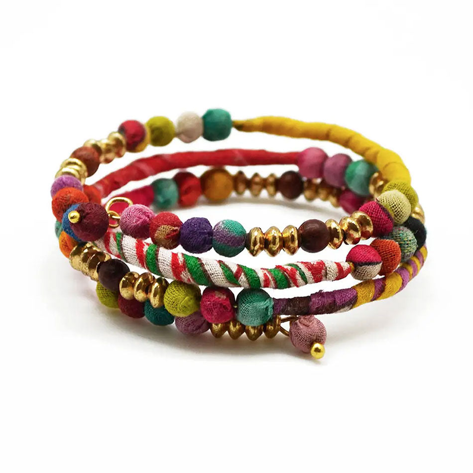 Recycled sari fair trade bracelet