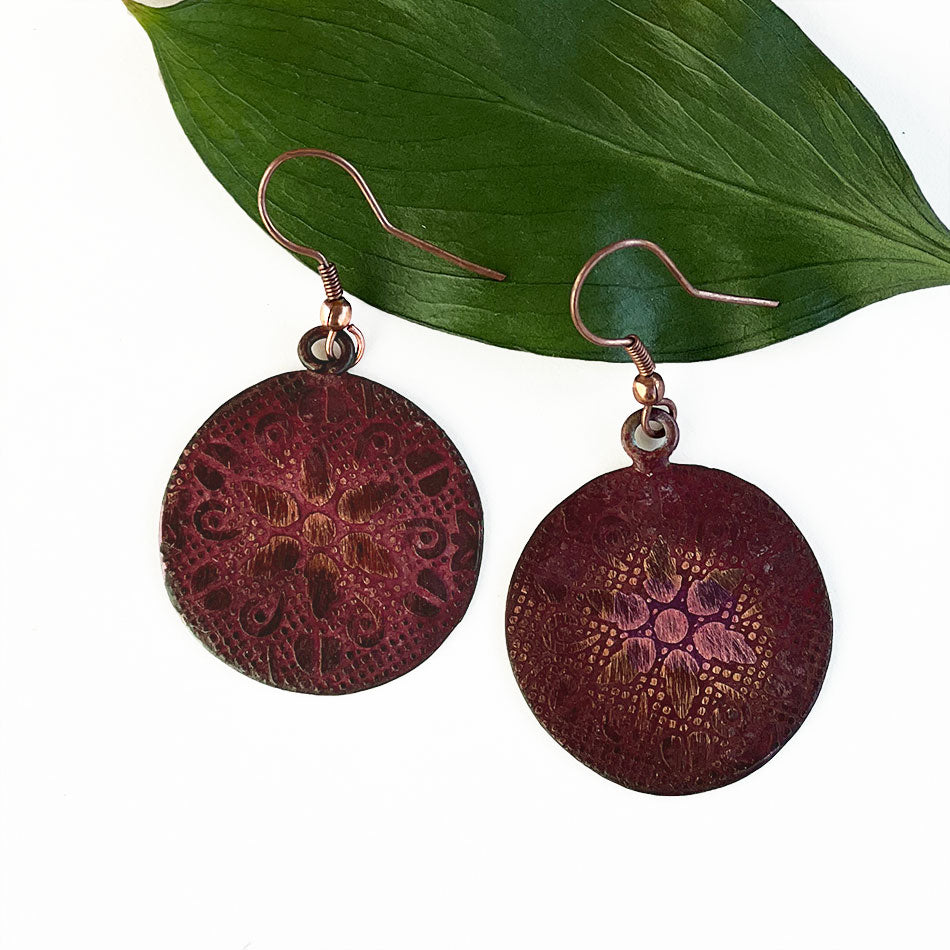 Fair trade copper patina earrings
