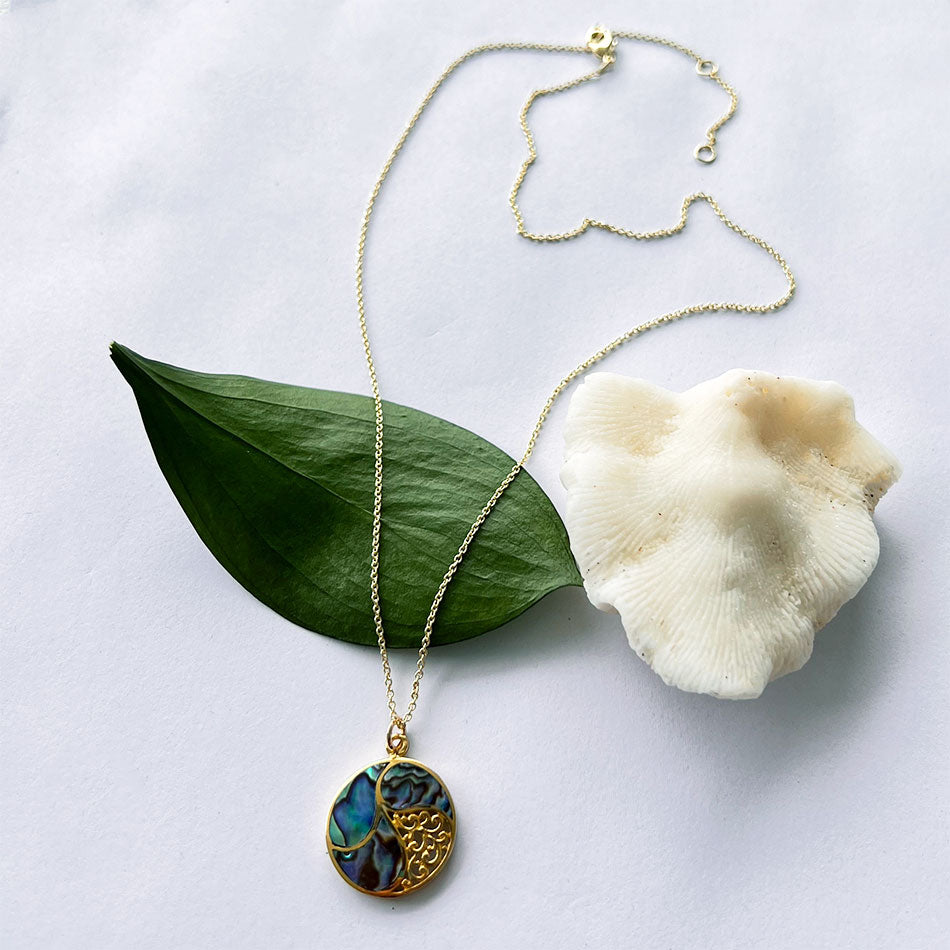 FAir trade brass abalone ethically handmade necklace