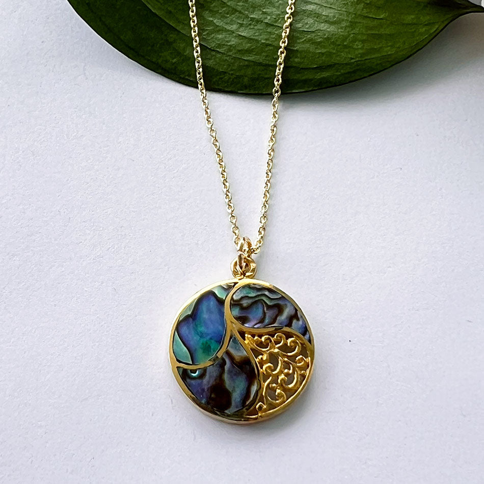 Fair trade brass abalone necklace