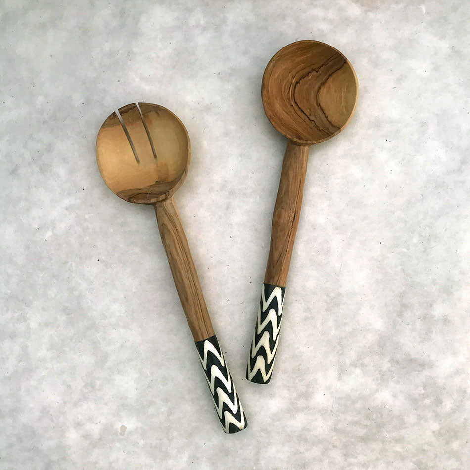 Chevron Batik Salad Servers, Kenya