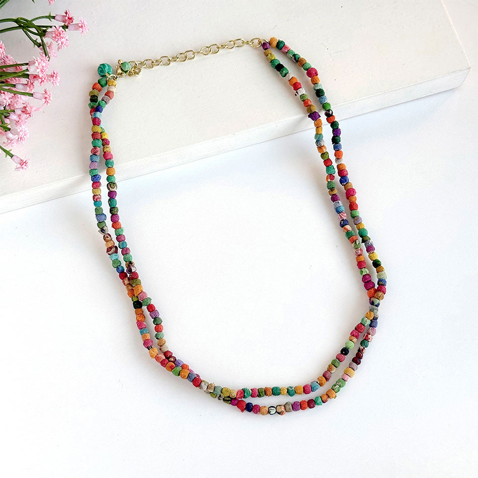 Fair trade, recycled sari necklace