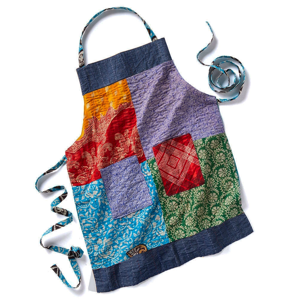 Fair trade recycled sari apron