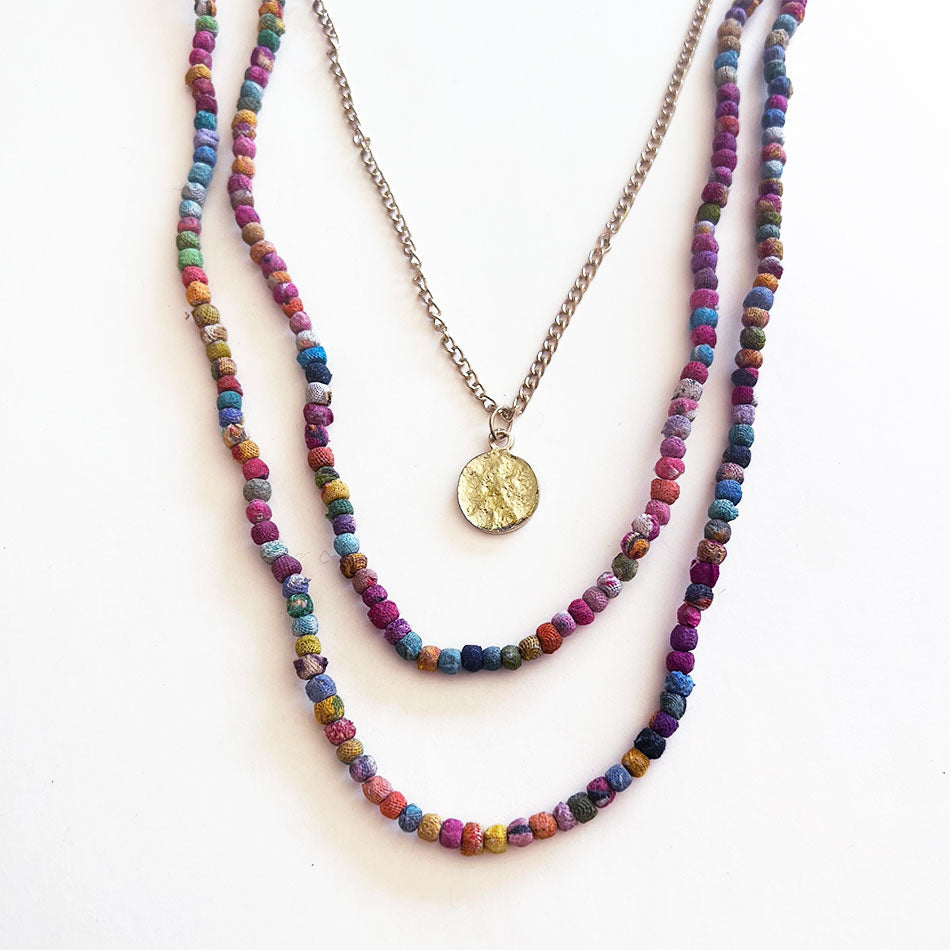 Recycled sari fair trade necklace