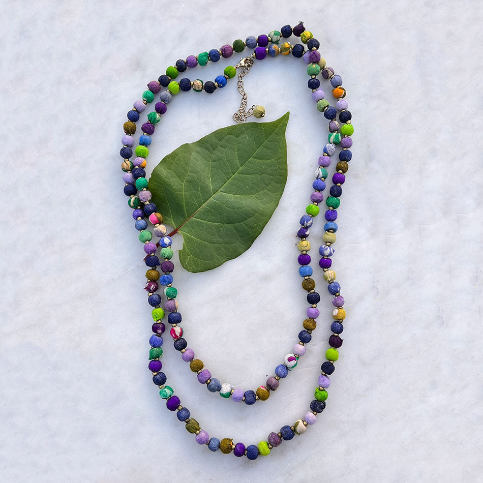 Fair trade recycled sari necklace