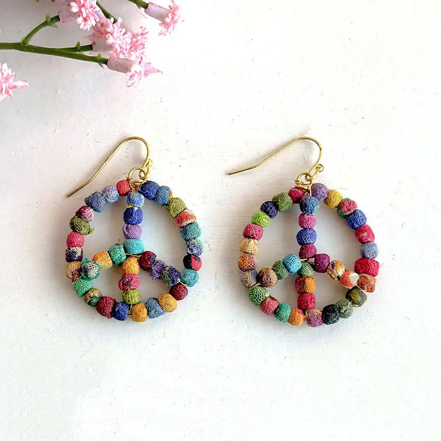 Fair trade peace sign earrings