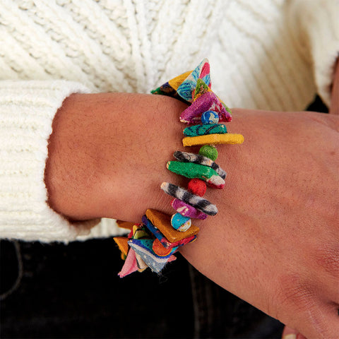 Fair trade recycled sari statement bracelet