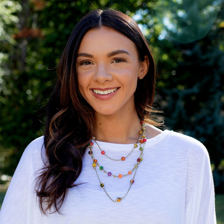 Fair trade recycled sari bead necklace