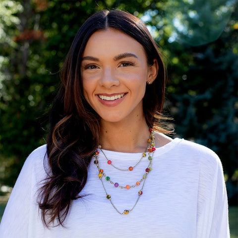 Fair trade recycled sari bead necklace