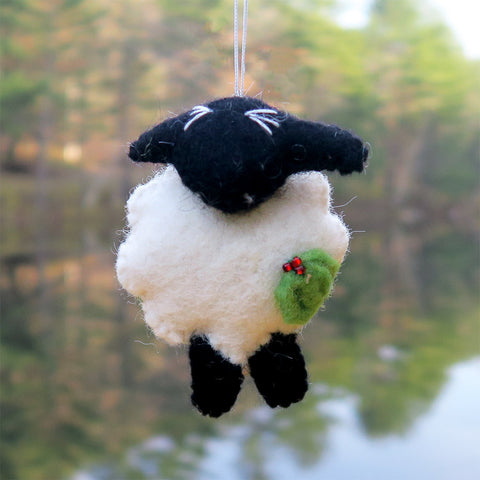 Fair trade felt sheep ornament