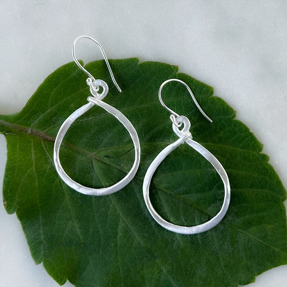 Ethically handmade sterling silver hoop earrings Bali
