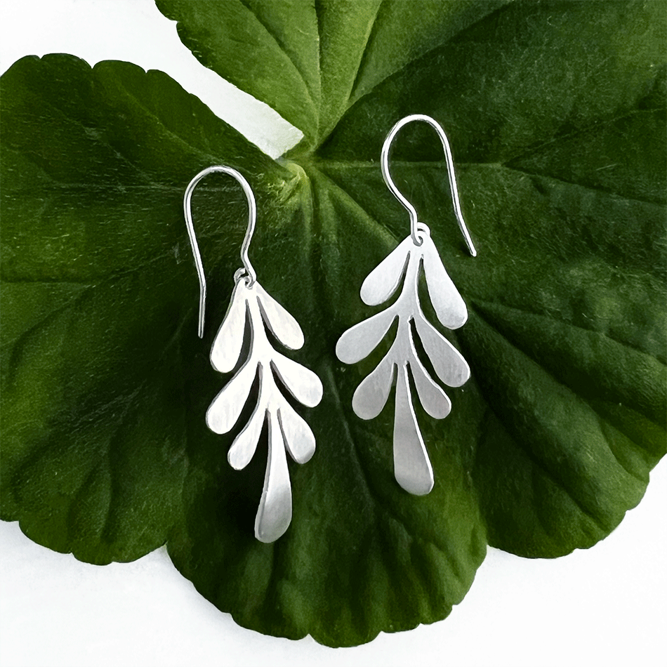 Fair trade sterling silver leaf earrings