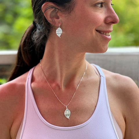 Fair trade sterling silver leaf necklace