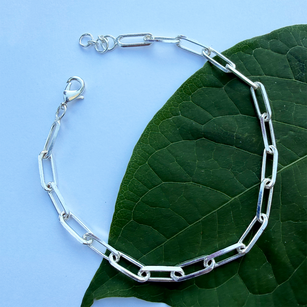 Silver-plated chain link bracelet