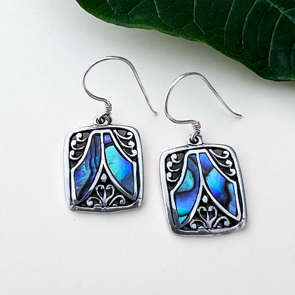 Fair trade sterling silver abalone earrings