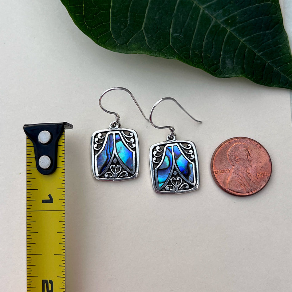Fair trade sterling silver abalone earrings