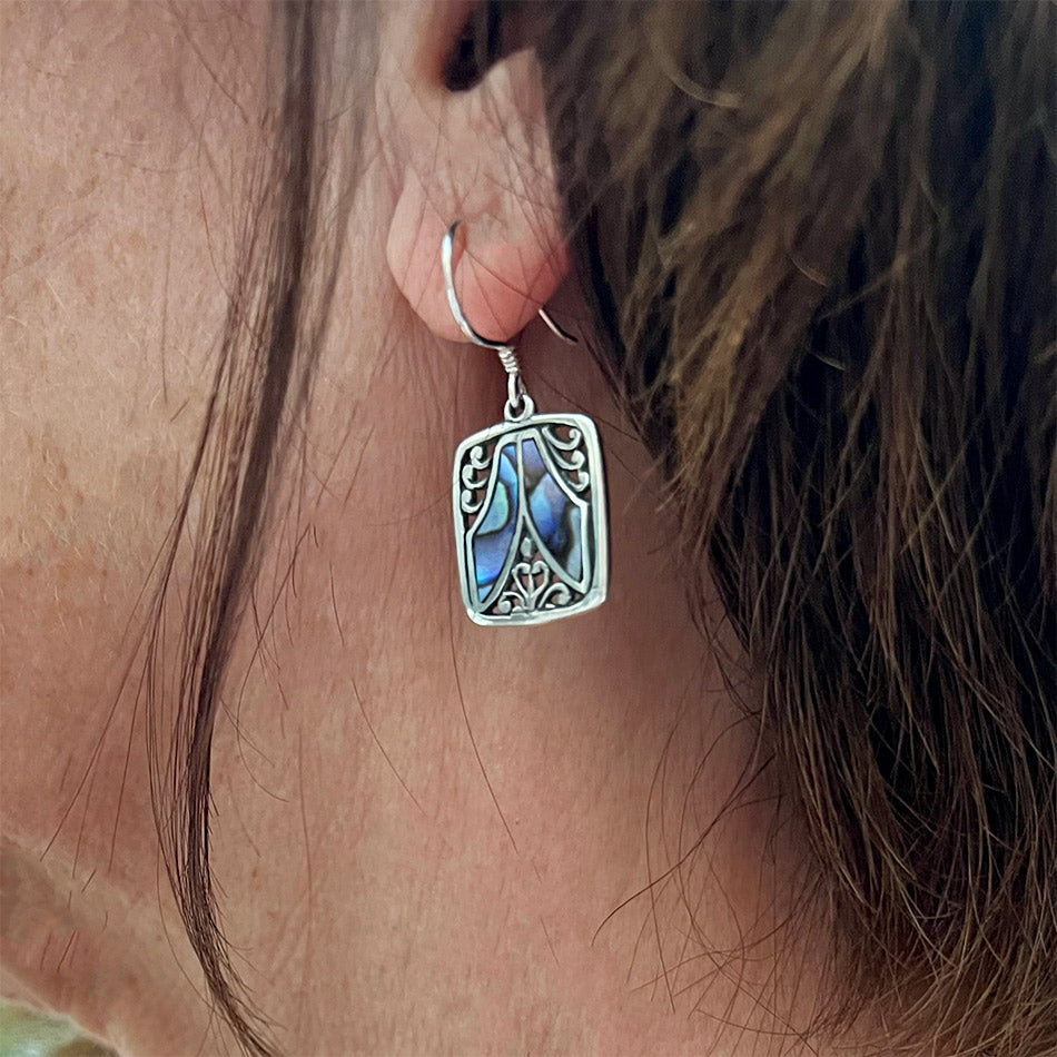 Fair trade sterling silver abalone earrings