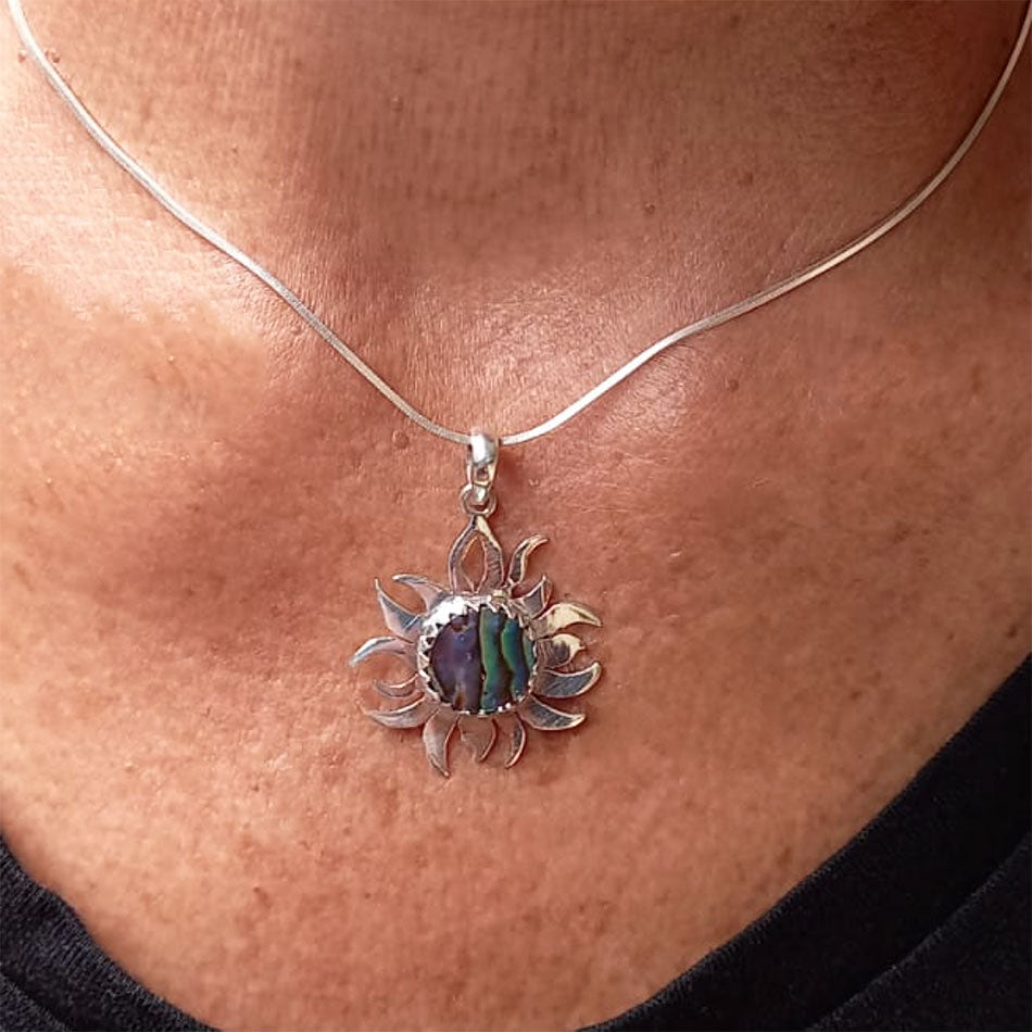 Abalone Sun Necklace - Sterling Silver, Indonesia
