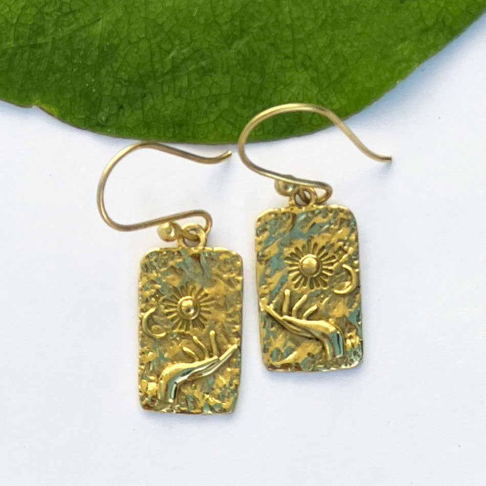 Fair trade sun brass earrings