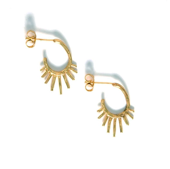 Fair trade sun hoops handmade by artisans in India.