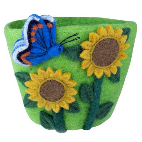 Felted Planter/Basket - Sunflowers, Nepal